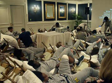 The players in action -- watching Burnstein's Renaissance Man 